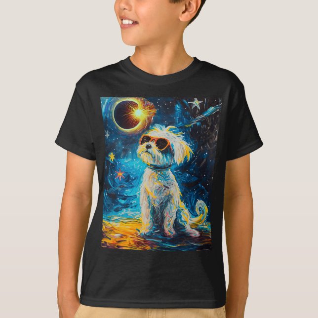 Total Solar Eclipse Malta Hund T Shirt (Framsida)