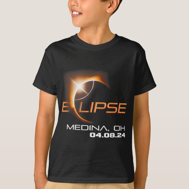 Total Solar Eclipse Medina Ohio T Shirt (Framsida)