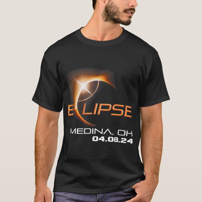Total Solar Eclipse Medina Ohio T Shirt (Framsida)