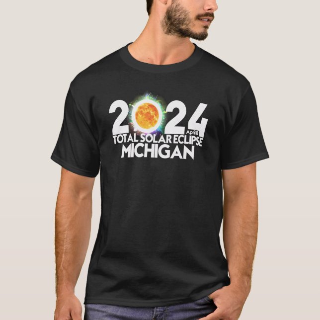 Total Solar Eclipse Michigan 2024 April 8 Amerikan T Shirt (Framsida)