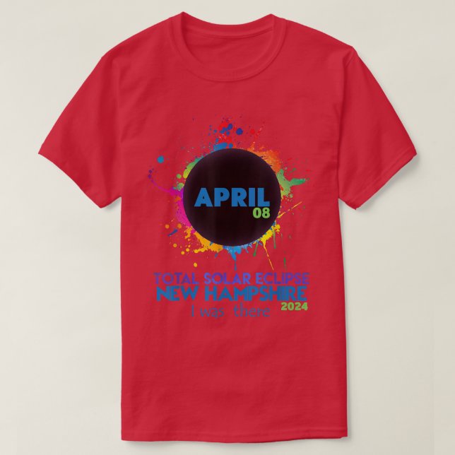 Total Solar Eclipse New Hampshire 2024 färgstark t Shirt (Design framsida)