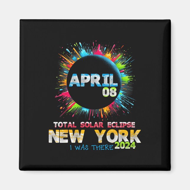 Total Solar Eclipse New York 2024 färgfull totalit Magnet (Framsidan)