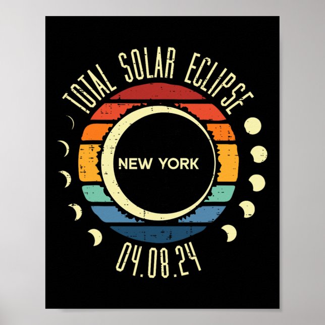 Total Solar Eclipse New York Retro 04.08.24 Manar  Poster (Framsidan)