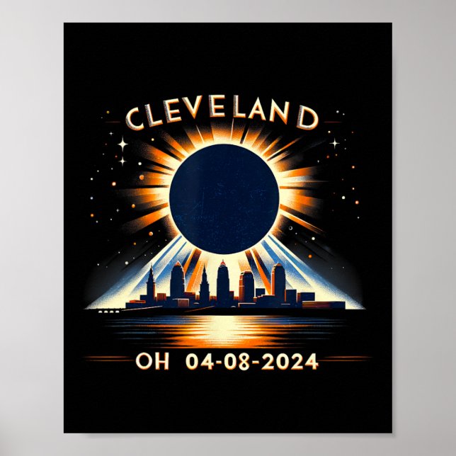 Total Solar Eclipse Oh April 08 2024 Cleveland Sol Poster (Framsidan)
