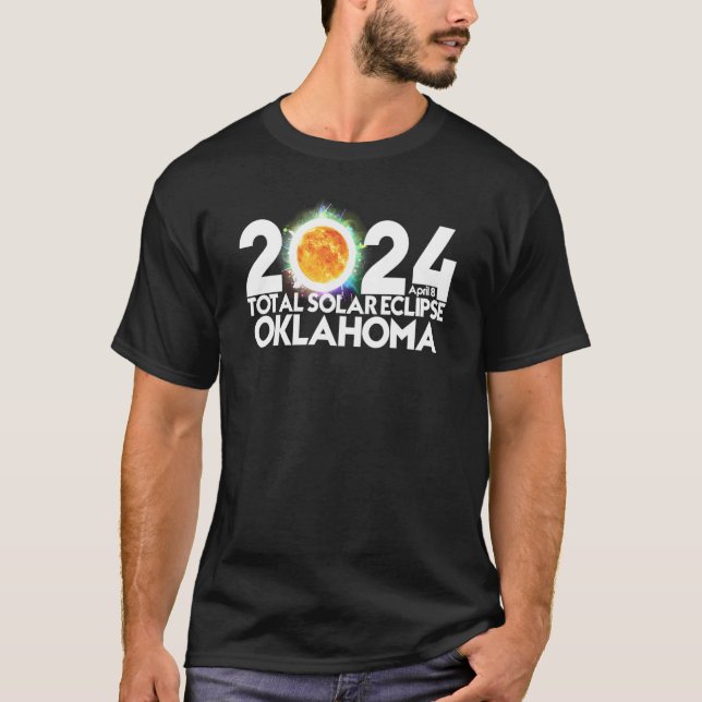 Total Solar Eclipse Oklahoma 2024 American Totalit T Shirt (Framsida)