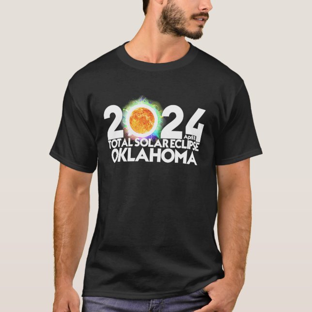 Total Solar Eclipse Oklahoma 2024 American Totalit T Shirt (Framsida)