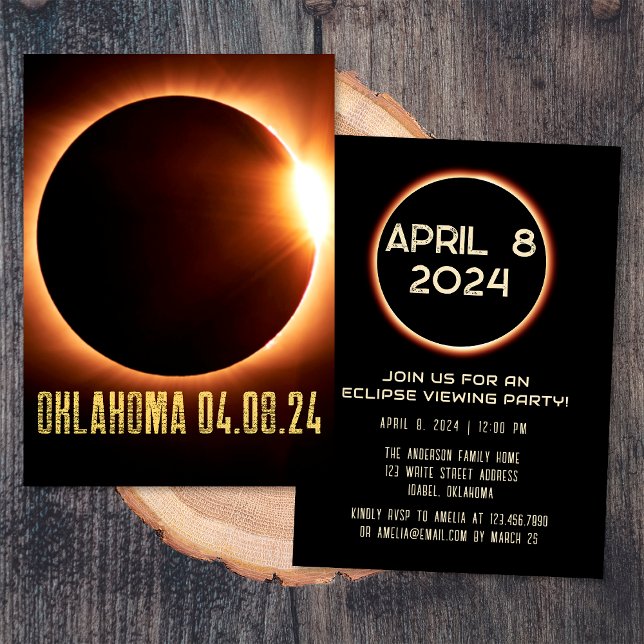 Total Solar Eclipse Oklahoma 2024 Personlig Inbjudningar (Skapare uppladdad)