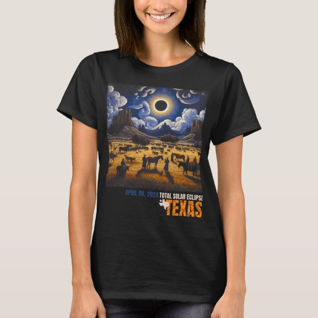 Total Solar Eclipse Retro den 8 april 2024 Astrono T Shirt (Framsida)