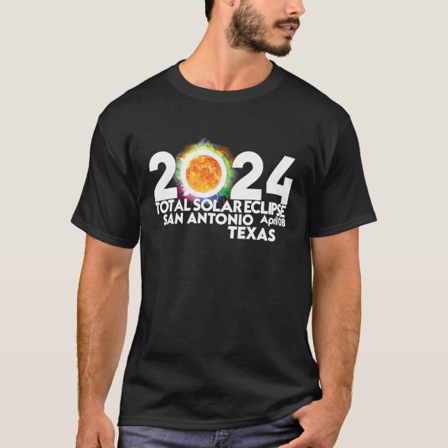 Total Solar Eclipse San Antonio Texas 8 april 2024 T Shirt (Framsida)