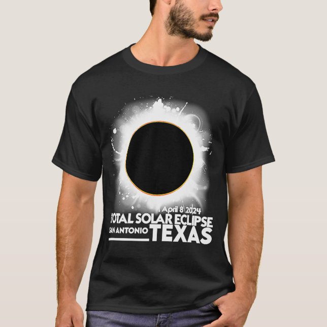 Total Solar Eclipse San Antonio TEXAS 8 april 2024 T Shirt (Framsida)