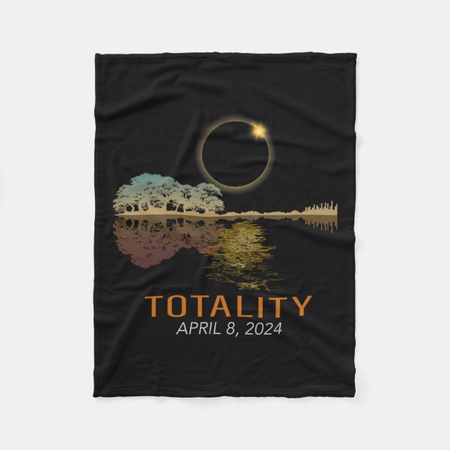 Total Solar Eclipse Shirt Totality Eclipse Guitar Fleecefilt (Framsidan)