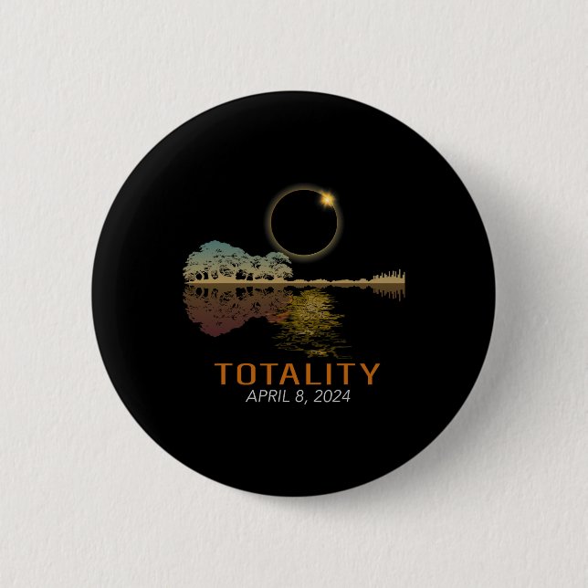 Total Solar Eclipse Shirt Totality Eclipse Guitar Knapp (Framsida)