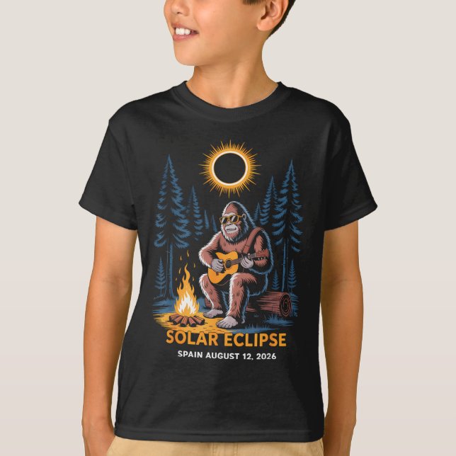 Total Solar Eclipse Spain Bigfoot Illustration T Shirt (Framsida)