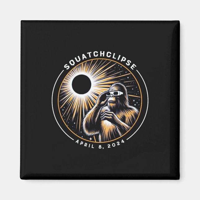 Total Solar Eclipse Squatchclipse Bigfoot Sasquatc Magnet (Framsidan)