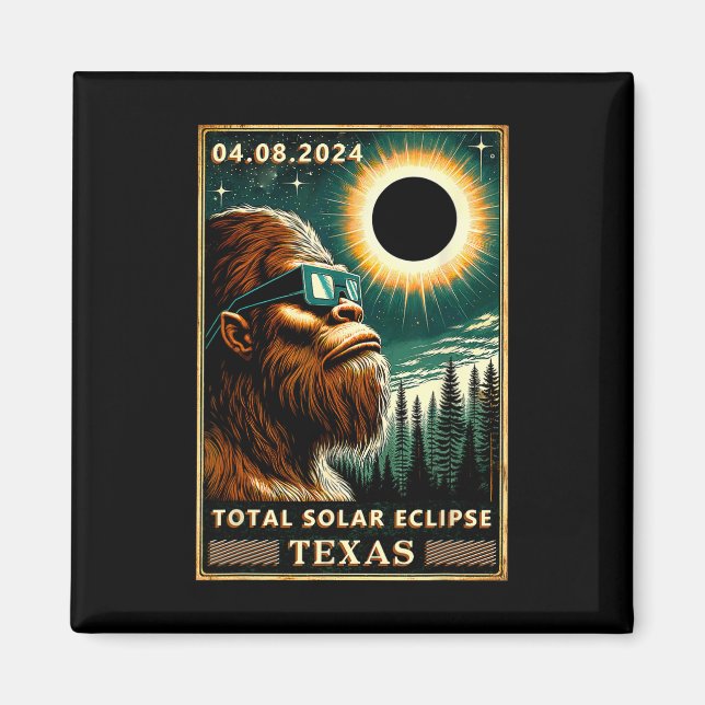 Total Solar Eclipse Texas 2024 Bigfoot Eclipse Gle Magnet (Framsidan)
