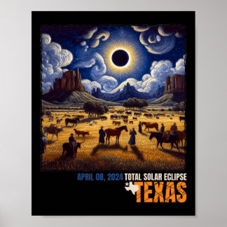 Total Solar Eclipse Texas Farm Totality 8:e april Poster