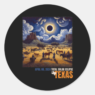 Total Solar Eclipse Texas Farm Totality 8:e april Runt Klistermärke
