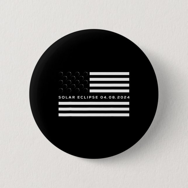 Total Solar Eclipse US American Flagga 04.08.2024  Knapp (Framsida)