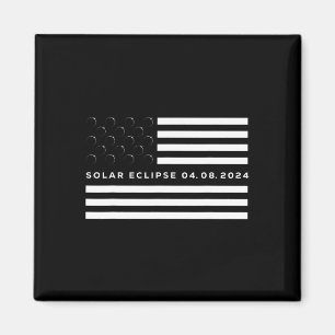 Total Solar Eclipse US American Flagga 04.08.2024 Magnet