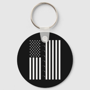 Total Solar Eclipse US American Flagga 04.08.2024 Nyckelring