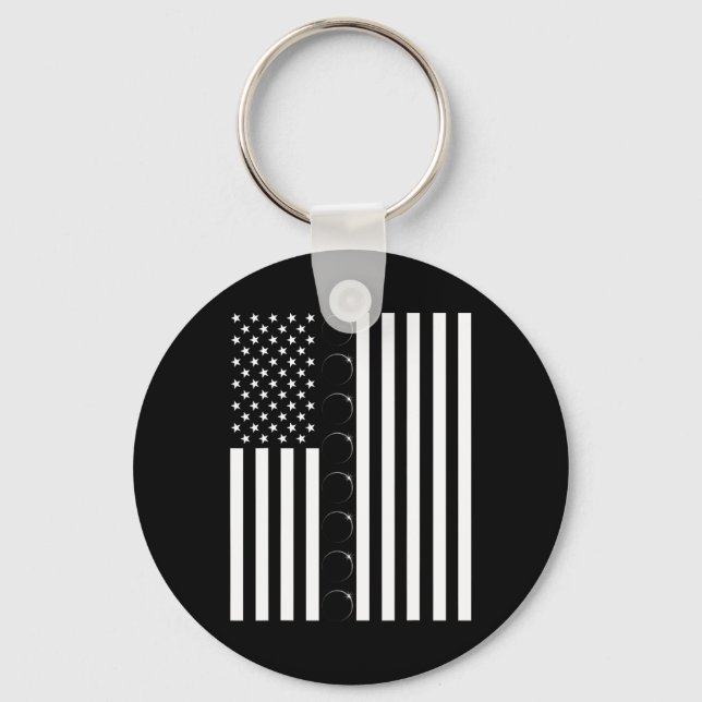 Total Solar Eclipse US American Flagga 04.08.2024  Nyckelring (Framsida)