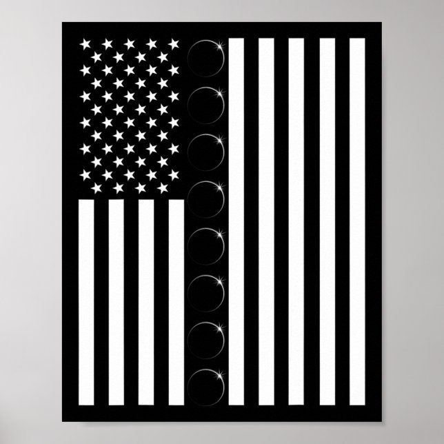 Total Solar Eclipse US American Flagga 04.08.2024  Poster (Framsidan)