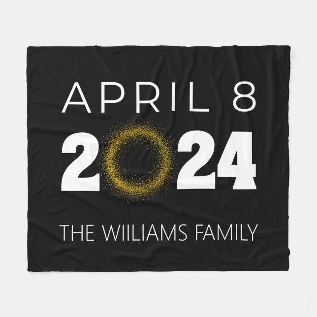 Total Solar Eclipse USA 8 april 2024 Fleecefilt (Framsidan (Horisontell))