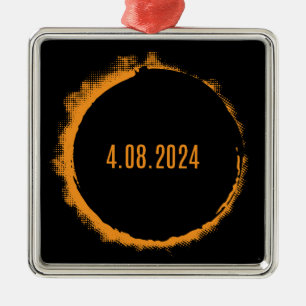 Total Solar Eclipse USA 8 april 2024 Julgransprydnad Metall