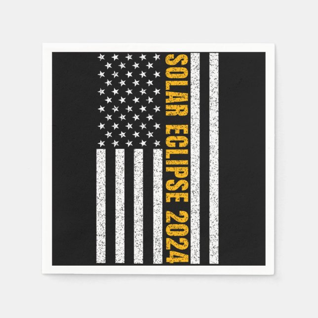 Total Solar Eclipse USA 8 april 2024 US flagga Pappersservett (Framsidan)