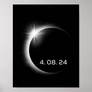 Total Solar Eclipse Vår 8 april 2024 Amerika Poster