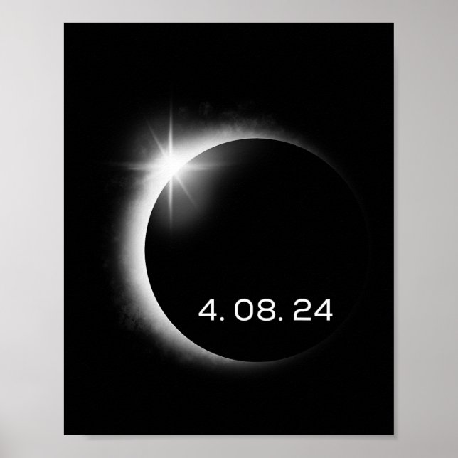 Total Solar Eclipse Vår 8 april 2024 Amerika Poster (Framsidan)