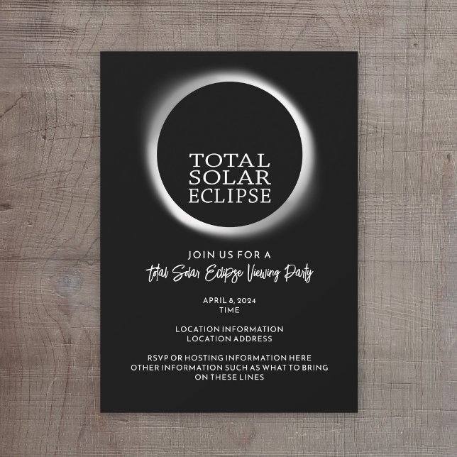 Total solcellsklipse - 2024 eller anpassningsbar inbjudningar (Solar Eclipse Viewing Party Invitation - Instant Download Option Available)