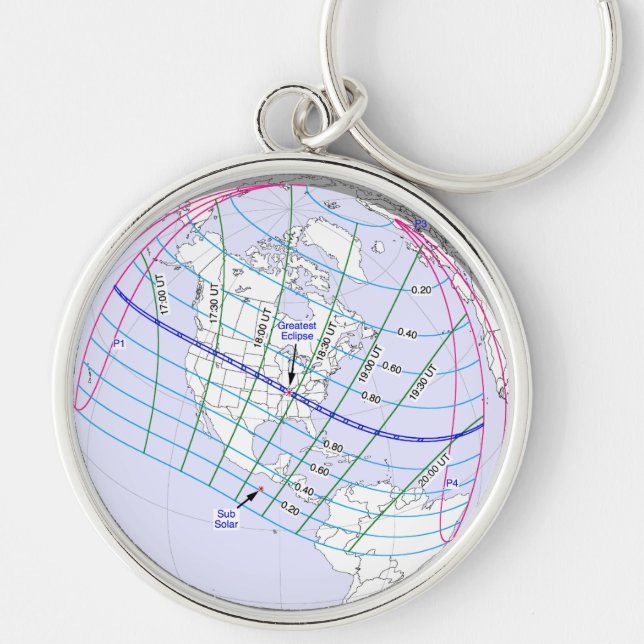 Total solenergi 2017, global Väg Rund Silverfärgad Nyckelring (Framsidan)