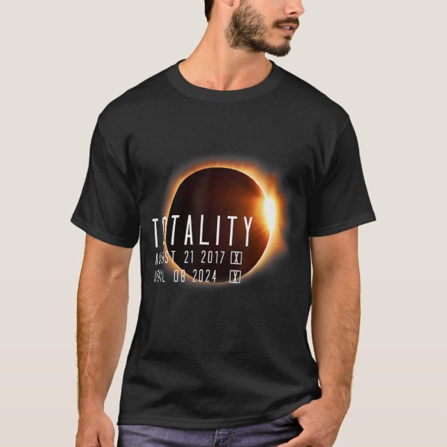 Total solenergi 2024 2017 Totality två gånger i A T Shirt (Framsida)