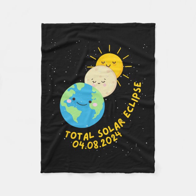 Total solenergi Eclipse 2024 Cute Solar Eclipse Ki Fleecefilt (Framsidan)