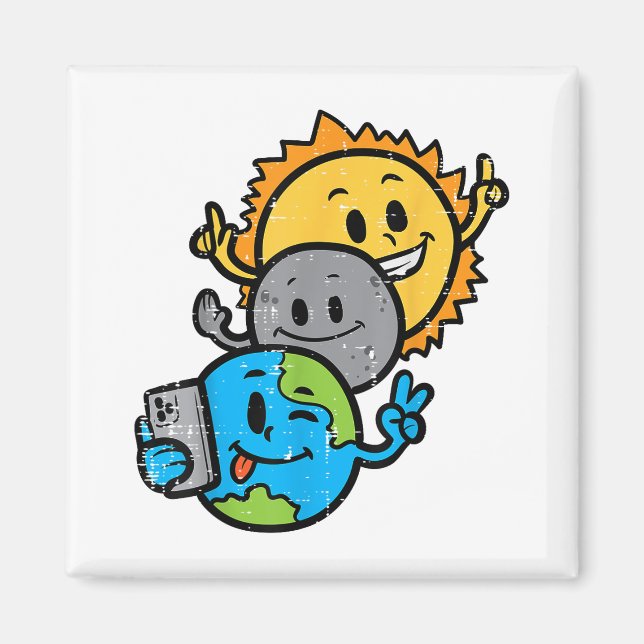 Total solenergi Eclipse 2024 Cute Solar Eclipse Ki Magnet (Framsidan)