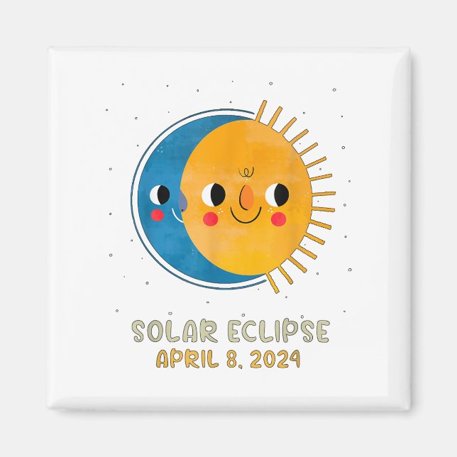 Total solenergi Eclipse 2024 Cute Solar Eclipse Ki Magnet (Framsidan)