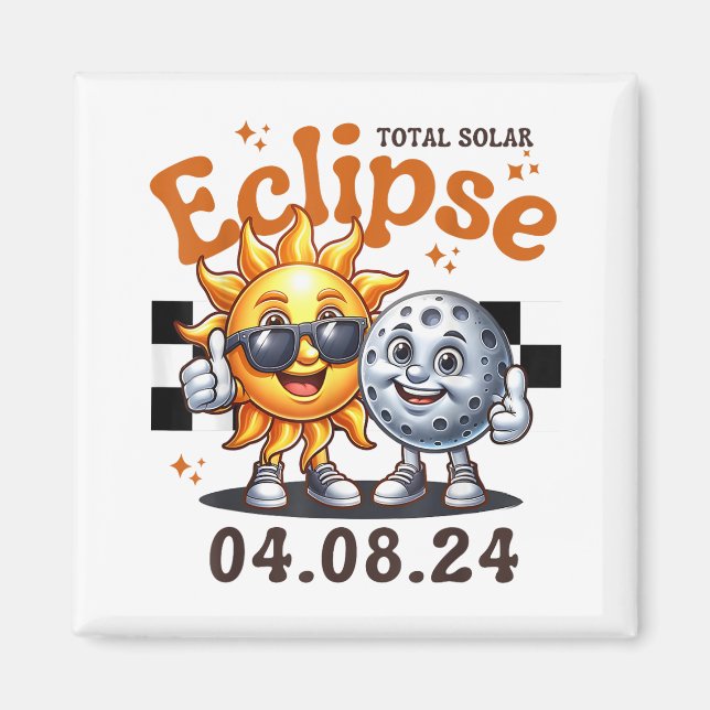 Total solenergi Eclipse 2024 Cute Solar Eclipse Ki Magnet (Framsidan)
