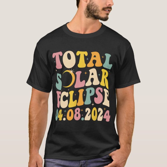 Total solenergi Eclipse 2024 Retro Solar Eclipse M T Shirt (Framsida)