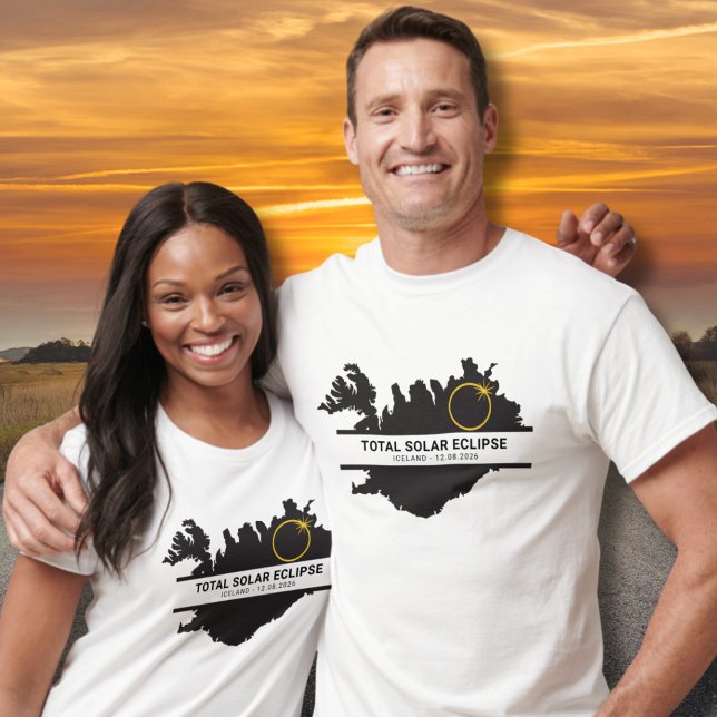 Total solförmörkelse 12 augusti 2026 – Island T Shirt (Edit text, if you wish, via the template)