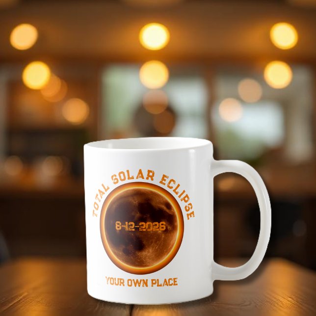 Total solförmörkelse 12 augusti 2026 kaffemugg (Total Solar Eclipse August 12 2026 Coffee Mug souvenir keepsake)