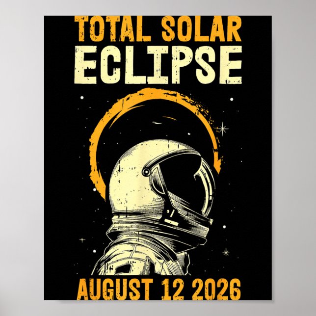 Total solförmörkelse 12 augusti 2026 konst poster (Framsidan)