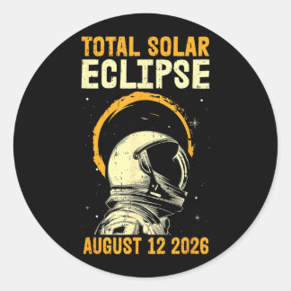 Total solförmörkelse 12 augusti 2026 konst runt klistermärke
