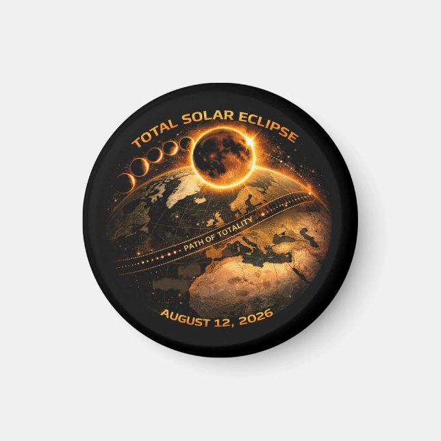 Total solförmörkelse 12 augusti 2026 magnet (Framsidan)
