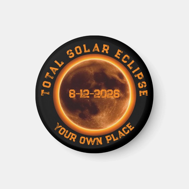 Total solförmörkelse 12 augusti 2026 magnet (Framsidan)