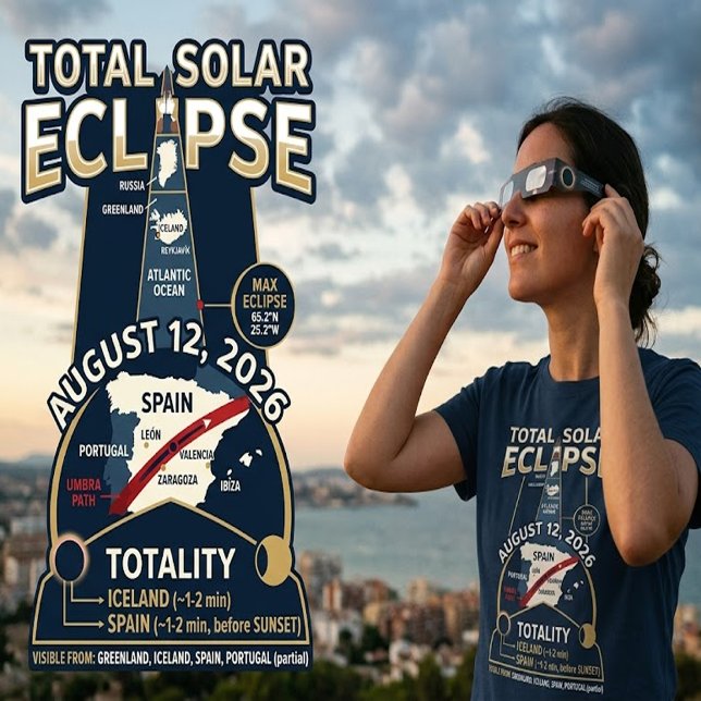 Total solförmörkelse 12 augusti 2026 Spanien Islan T Shirt (Skapare uppladdad)