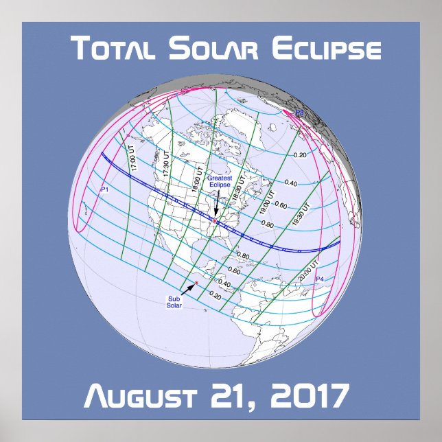 Total solförmörkelse 2017 global bana poster (Framsidan)