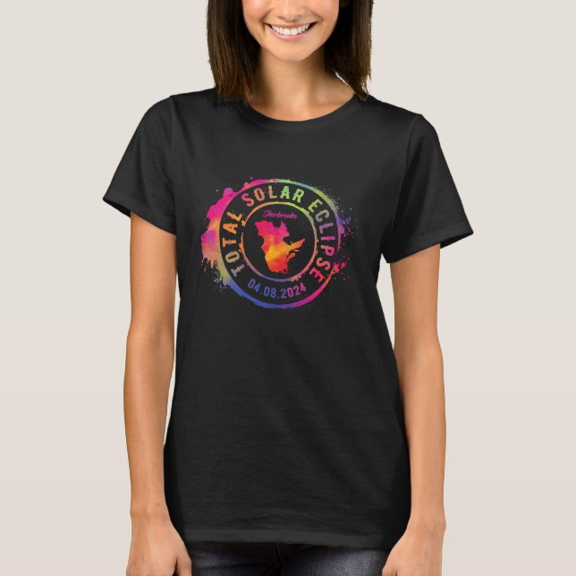Total solförmörkelse 2024 Kanada Quebec Sherbrooke T Shirt (Framsida)