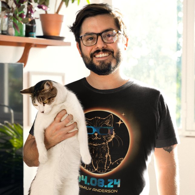 Total solförmörkelse 2024 Katt solförmörkelseglasö T Shirt (Skapare uppladdad)