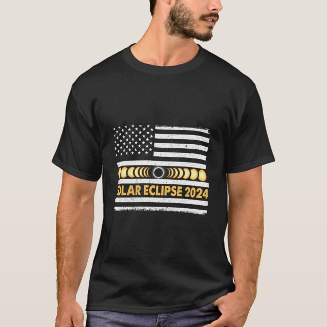 Total solförmörkelse 2024 Totalitetsfaser Usa Amer T Shirt (Framsida)